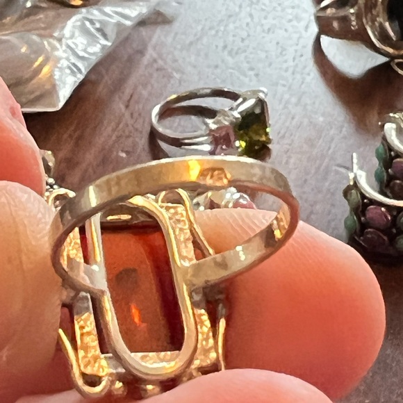 Vintage amber and sterling silver ring - Picture 5 of 6